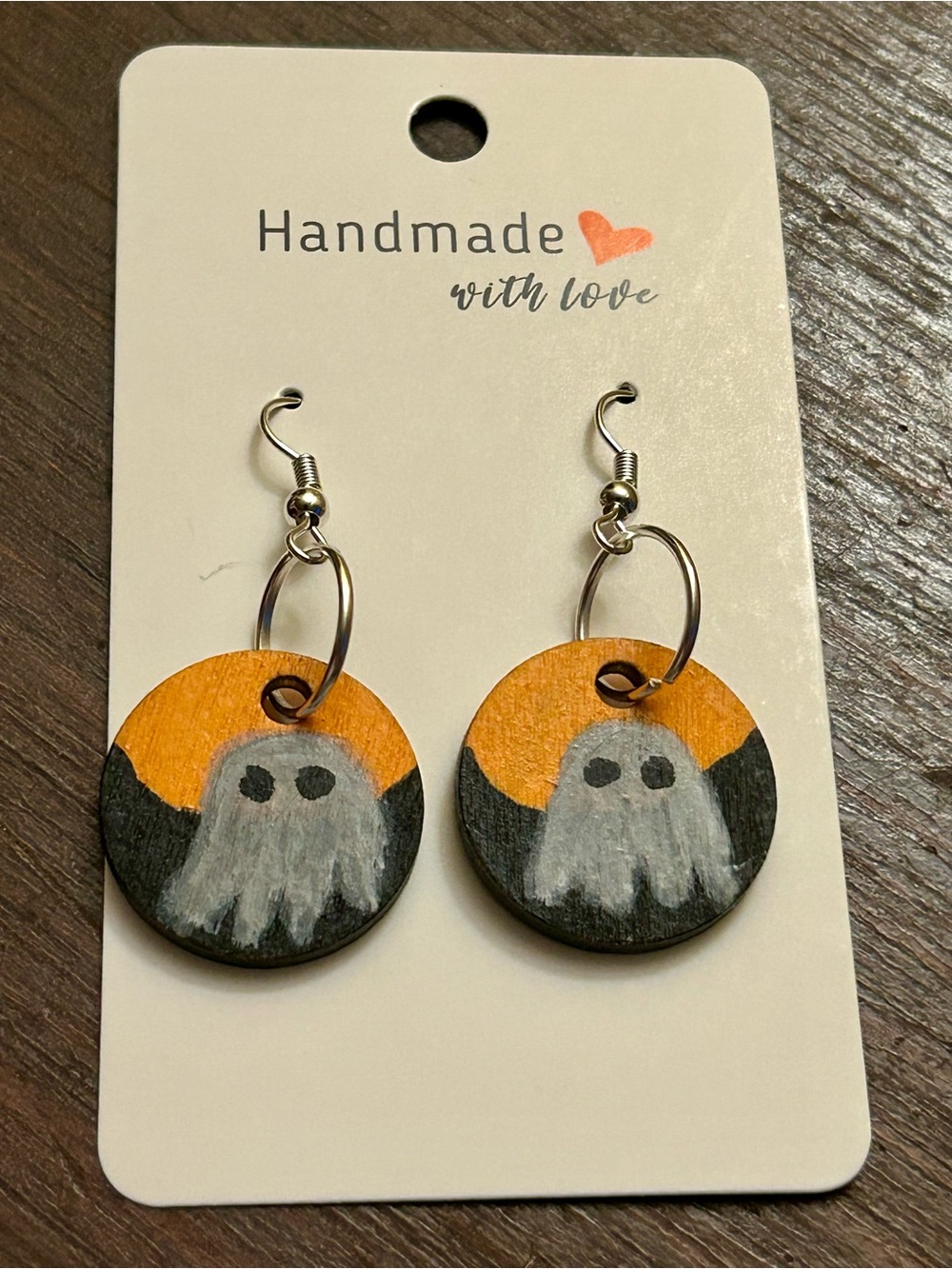 One Of A Kind Hand Crafted/ Painted Ghost Earrings Fall Vibes Halloween Jewelry